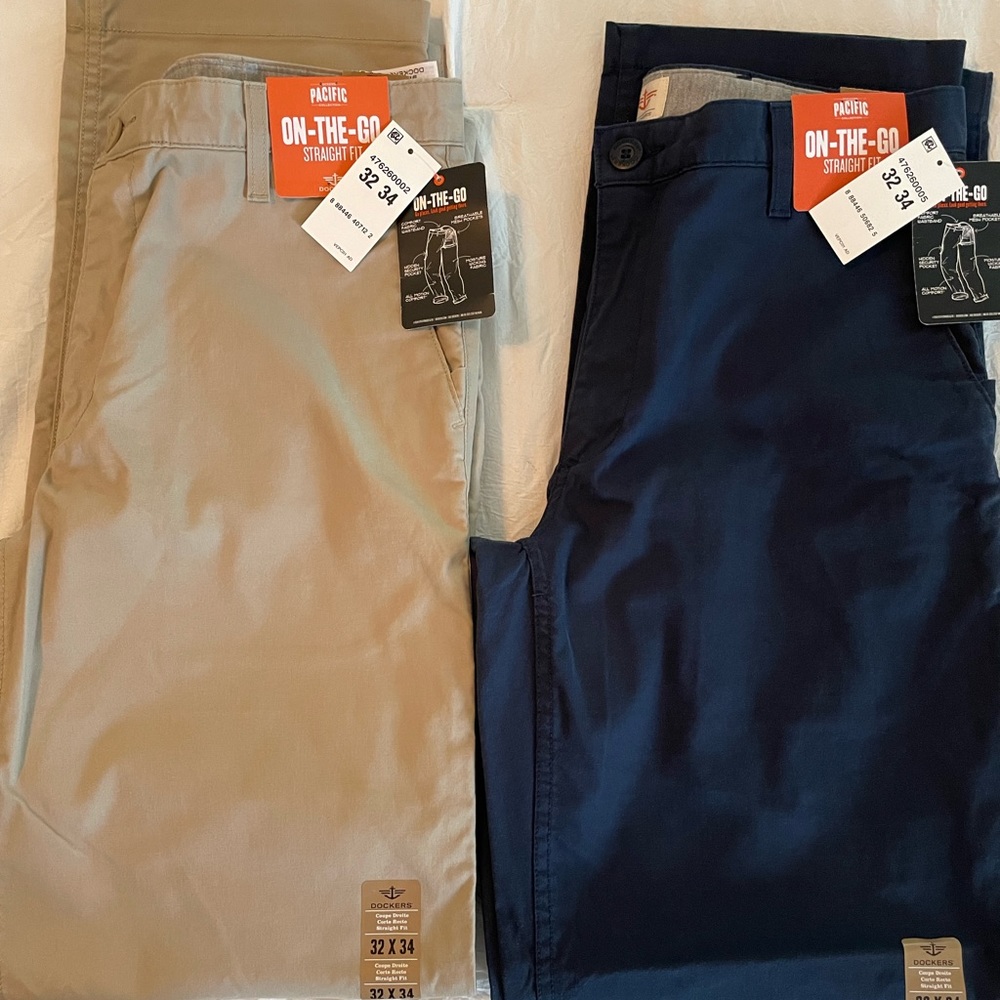 Men's Dockers Pacific On-The-Go Stretch Straight-Fit Flat-Front Pants Lot of 2